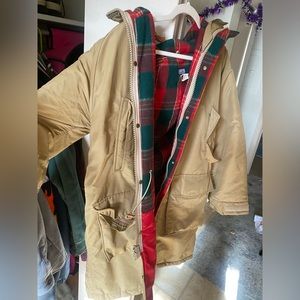 Vintage Land’s End flannel winter coat with hood